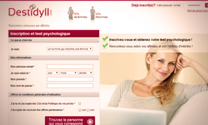 Capture d'écran du site de rencontre Destidyll